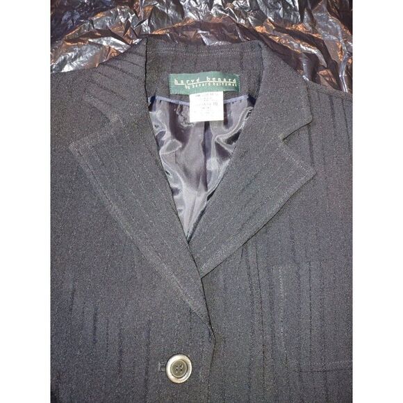 5/$25 NWT Sz 10 Vintage Women’s Black On Black Striped Blazer Stretch - Picture 5 of 9